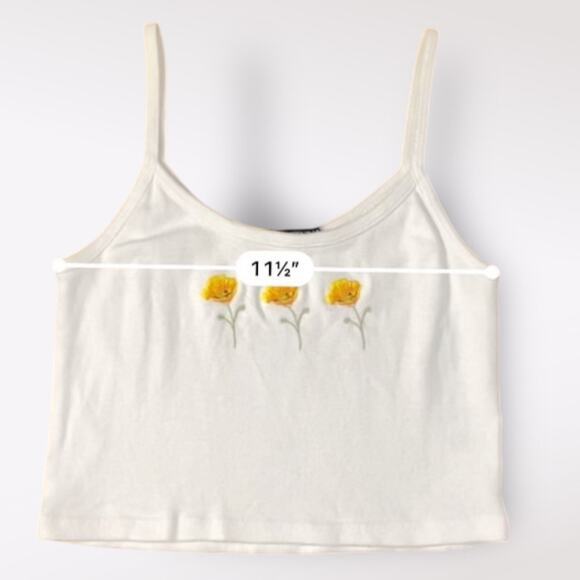 Brandy Melville Skylar Poppy Embroidered Cropped Tank Womens Multicolor - Picture 4 of 7